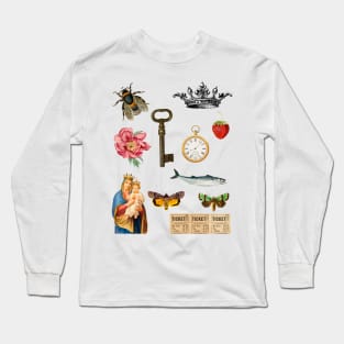 Random collage of vintage images Long Sleeve T-Shirt